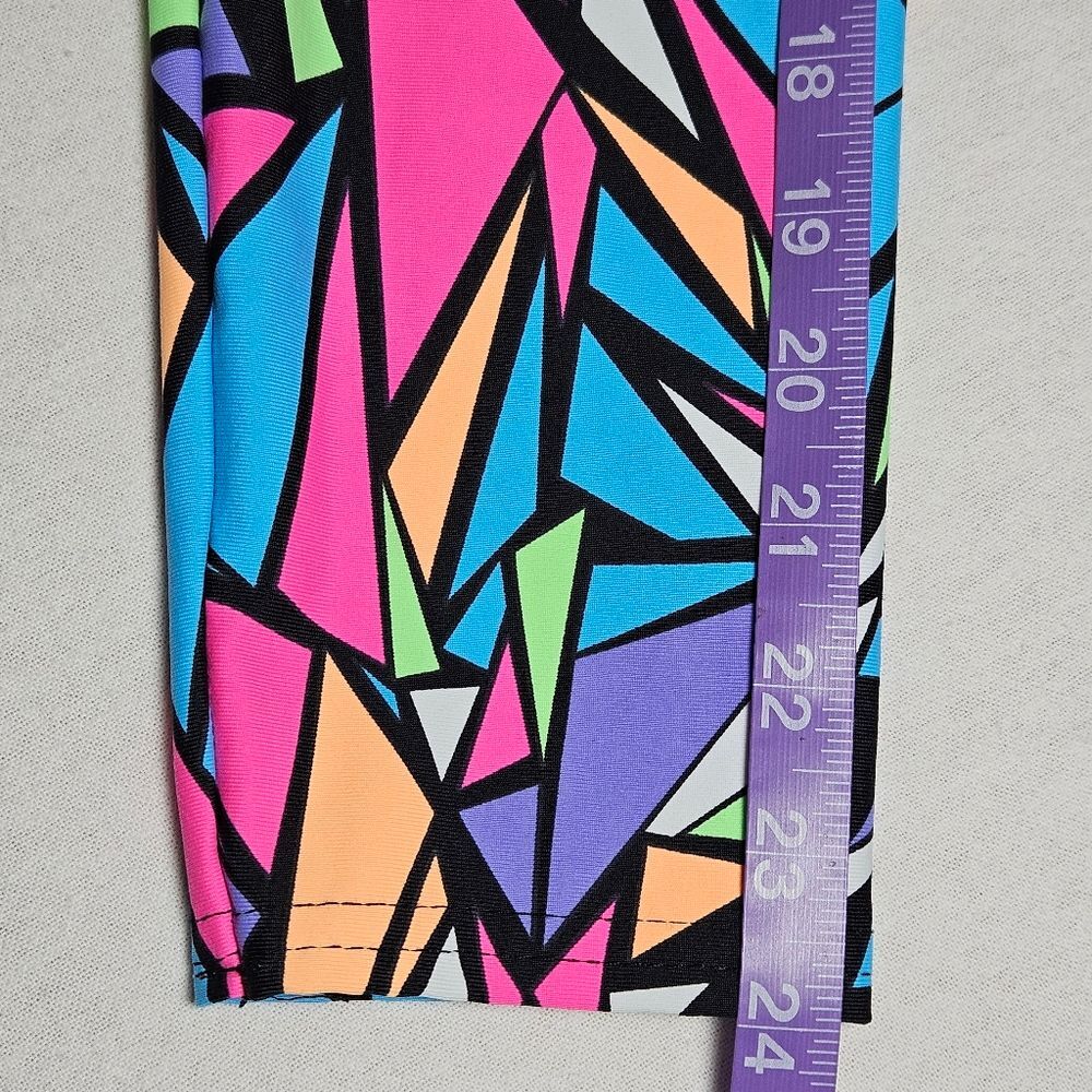 Rolita Couture Bold Colorful Neon Stained Glass Print Festival Buckle Crop Top - Picture 12 of 14
